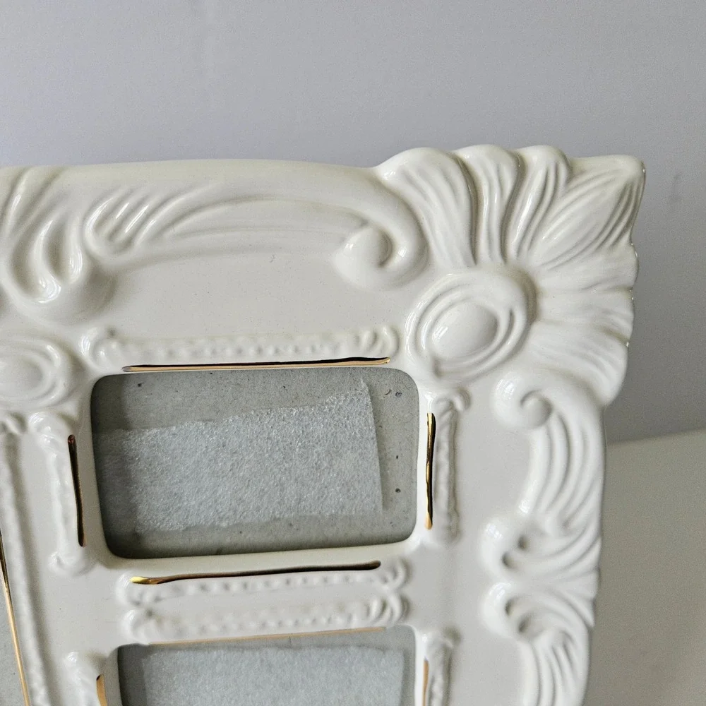 Vtg HB Group Porcelain Picture Frame 1997 Off White